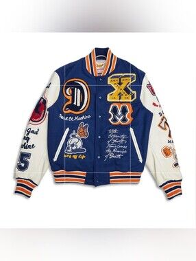 Deus Ex Machina Amanita Varsity Jacket Wool Leather Mens Size Small